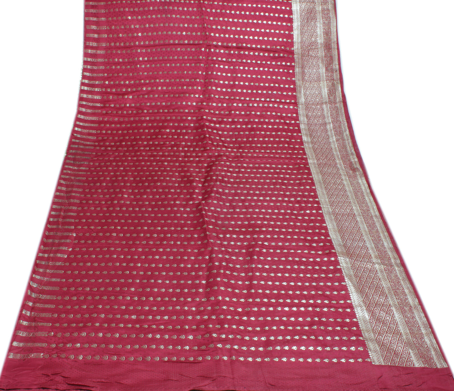 Sushila Vintage Heavy Saree Pure Satin Silk Banarasi Brocade Woven Sari Fabric