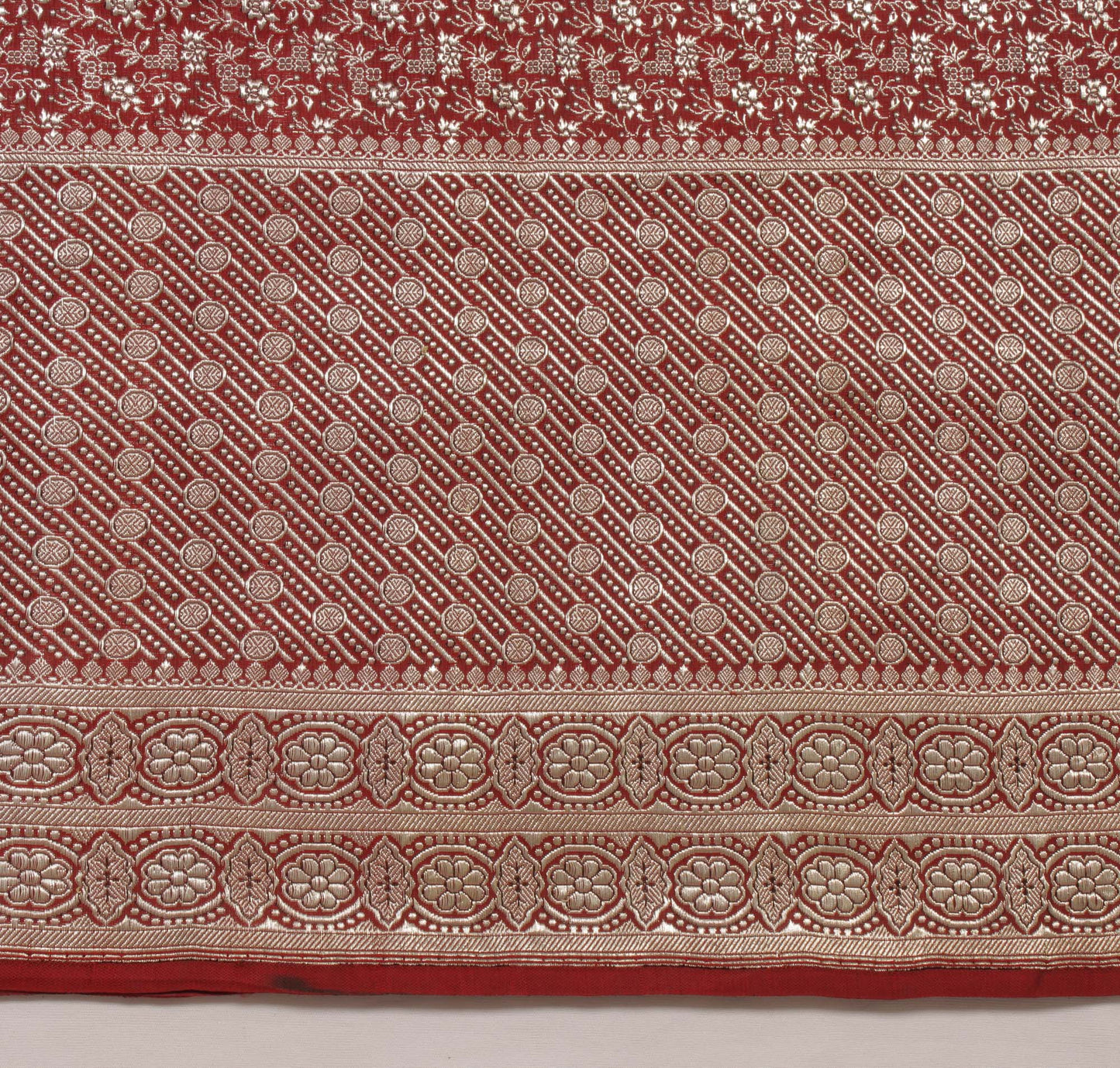 Sushila Vintage Heavy Saree Pure Satin Silk Banarasi Brocade Woven Sari Fabric