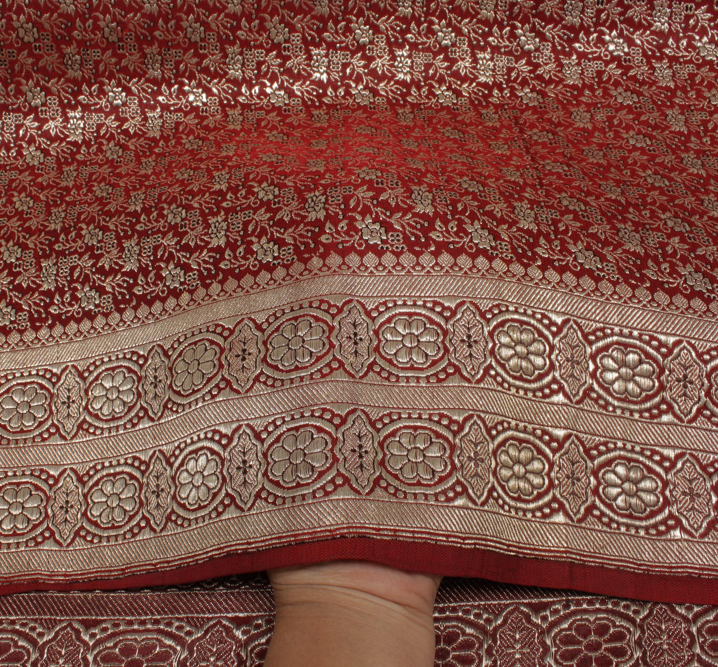 Sushila Vintage Heavy Saree Pure Satin Silk Banarasi Brocade Woven Sari Fabric