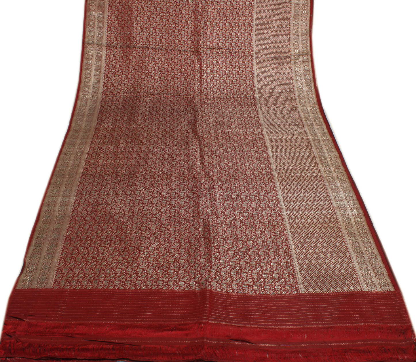 Sushila Vintage Heavy Saree Pure Satin Silk Banarasi Brocade Woven Sari Fabric