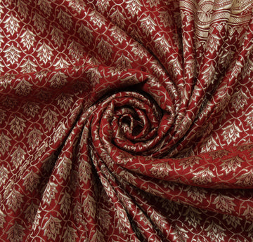 Sushila Vintage Heavy Saree Pure Satin Silk Banarasi Brocade Woven Sari Fabric