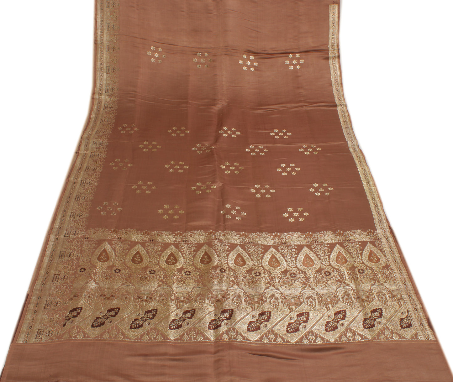 Sushila Vintage Heavy Saree Pure Satin Silk Banarasi Brocade Woven Sari Fabric