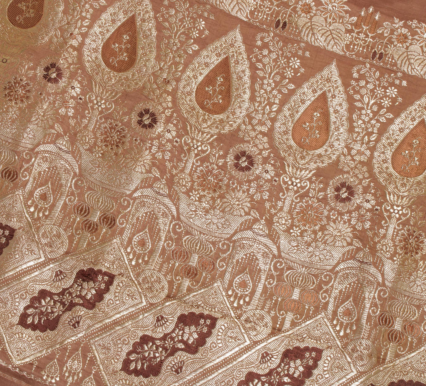 Sushila Vintage Heavy Saree Pure Satin Silk Banarasi Brocade Woven Sari Fabric