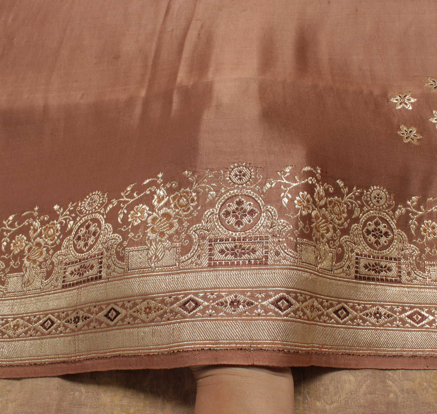 Sushila Vintage Heavy Saree Pure Satin Silk Banarasi Brocade Woven Sari Fabric