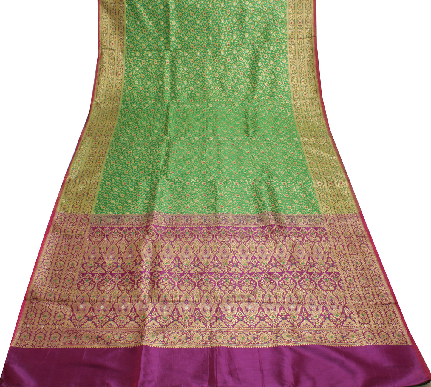 Sushila Vintage Heavy Saree Blend Satin Silk Banarasi Brocade Woven Sari Fabric