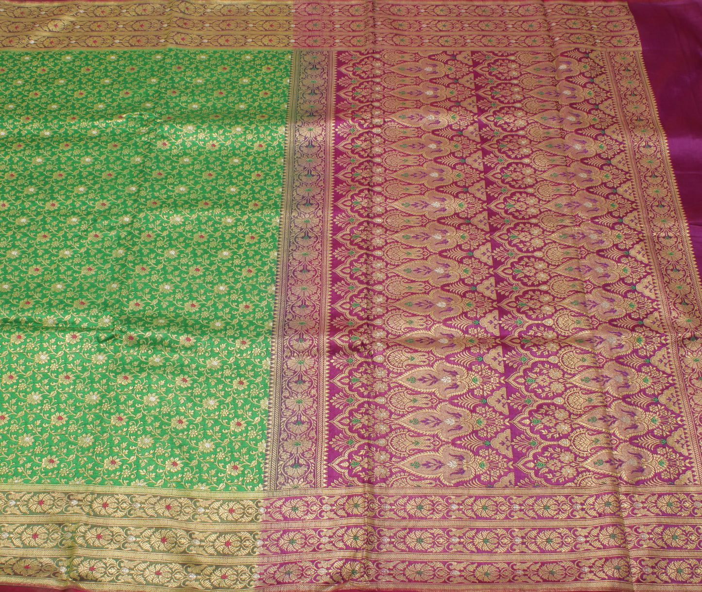 Sushila Vintage Heavy Saree Blend Satin Silk Banarasi Brocade Woven Sari Fabric