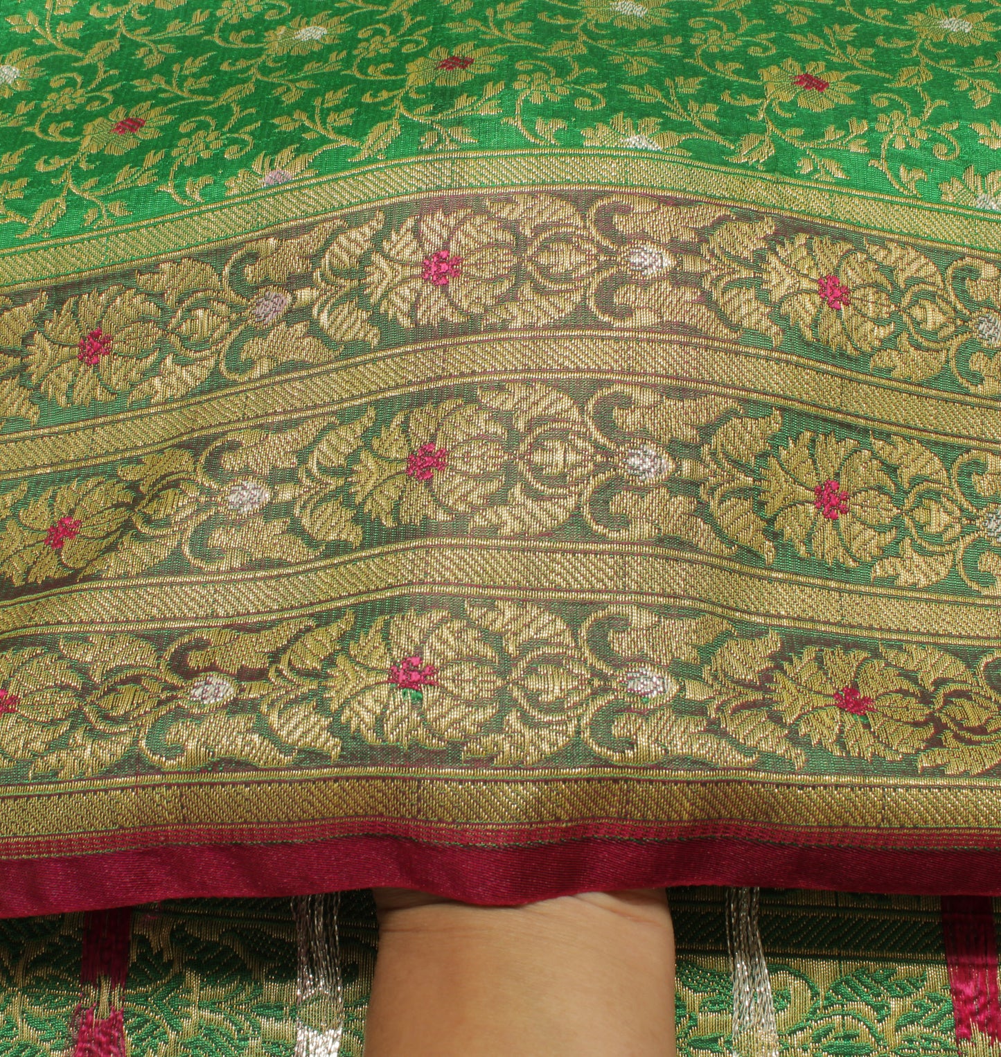 Sushila Vintage Heavy Saree Blend Satin Silk Banarasi Brocade Woven Sari Fabric