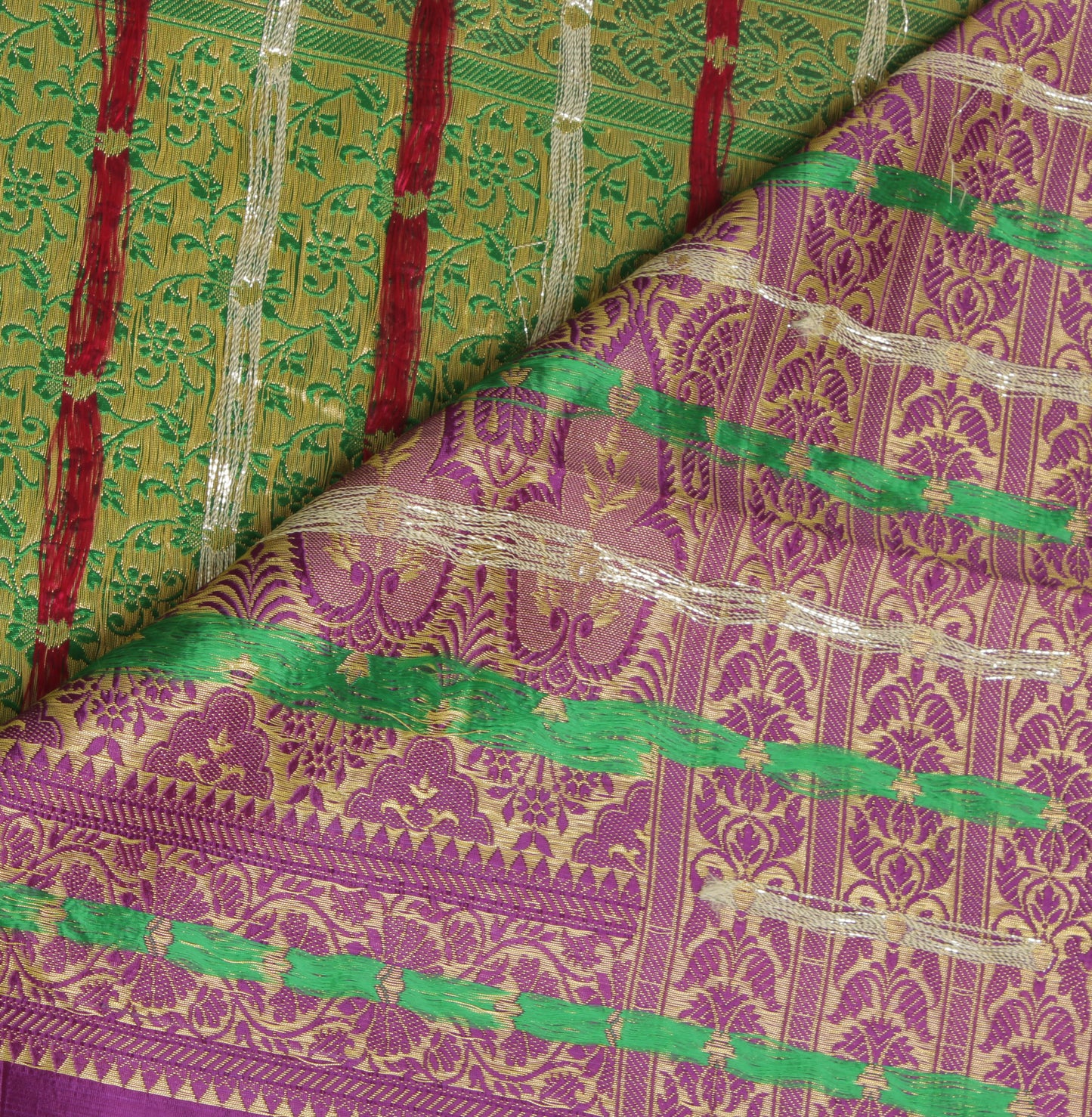 Sushila Vintage Heavy Saree Blend Satin Silk Banarasi Brocade Woven Sari Fabric