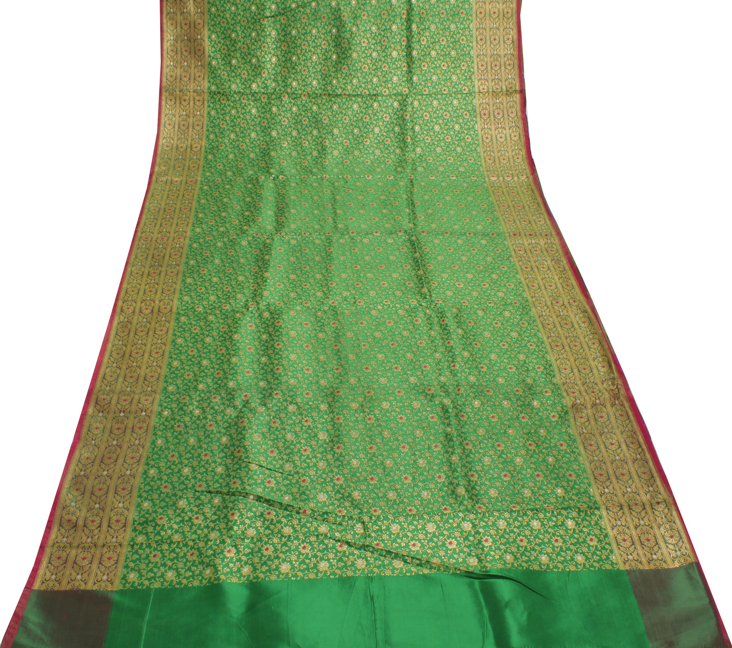 Sushila Vintage Heavy Saree Blend Satin Silk Banarasi Brocade Woven Sari Fabric