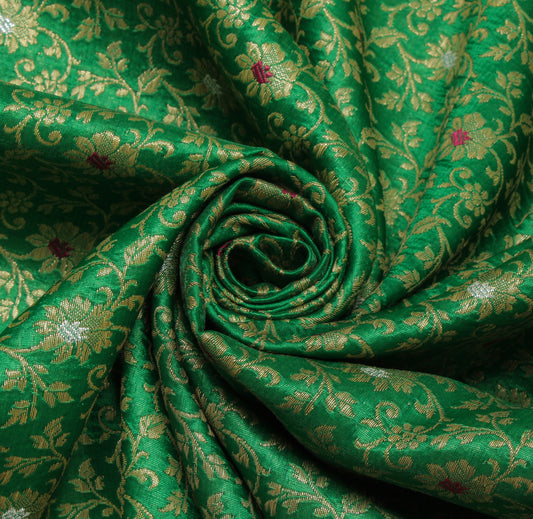 Sushila Vintage Heavy Saree Blend Satin Silk Banarasi Brocade Woven Sari Fabric