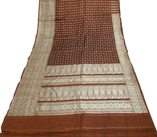 Sushila Vintage Heavy Saree Pure Satin Silk Banarasi Brocade Woven Sari Fabric