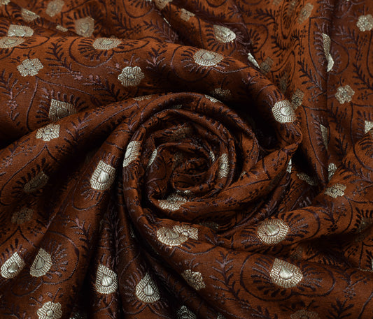 Sushila Vintage Heavy Saree Pure Satin Silk Banarasi Brocade Woven Sari Fabric