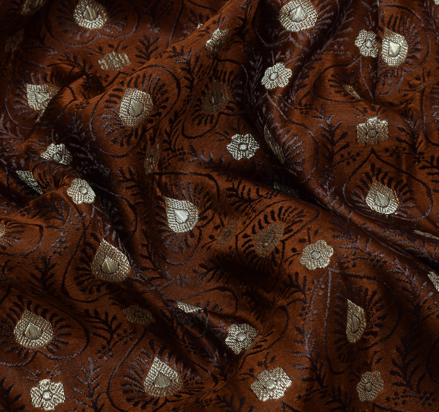 Sushila Vintage Heavy Saree Pure Satin Silk Banarasi Brocade Woven Sari Fabric