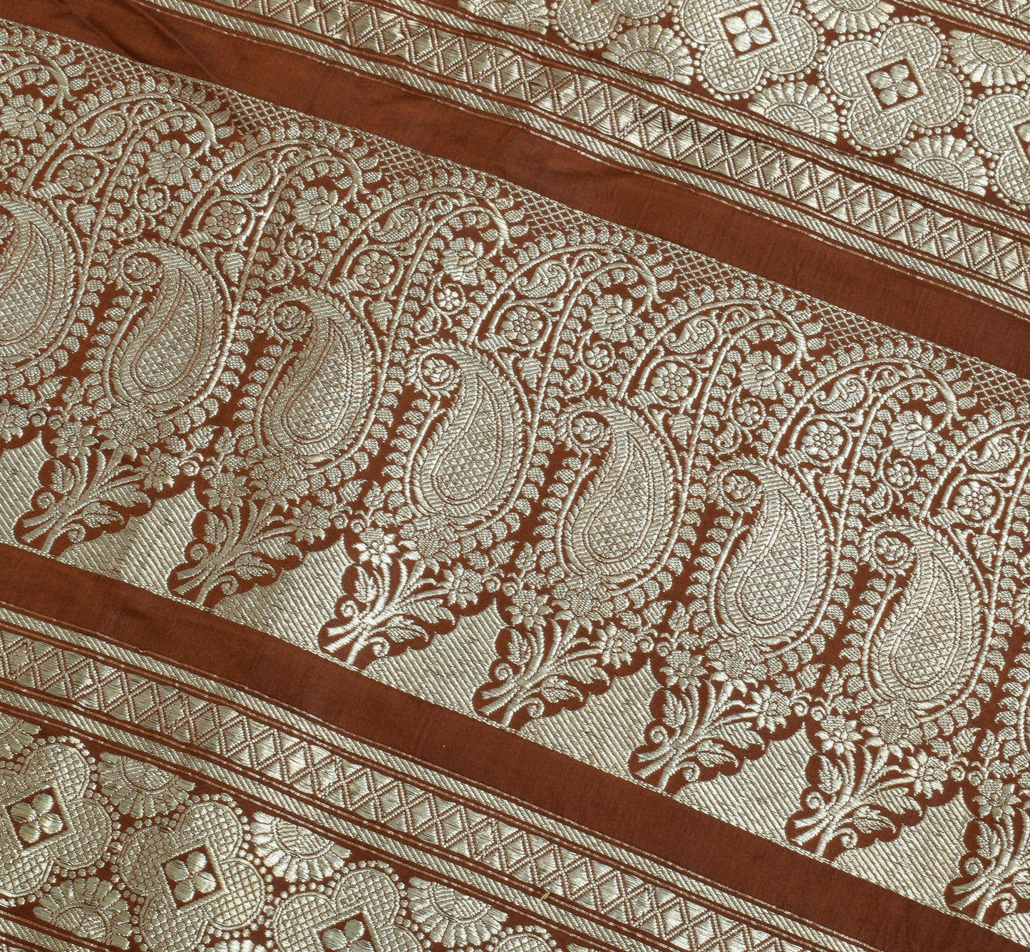 Sushila Vintage Heavy Saree Pure Satin Silk Banarasi Brocade Woven Sari Fabric