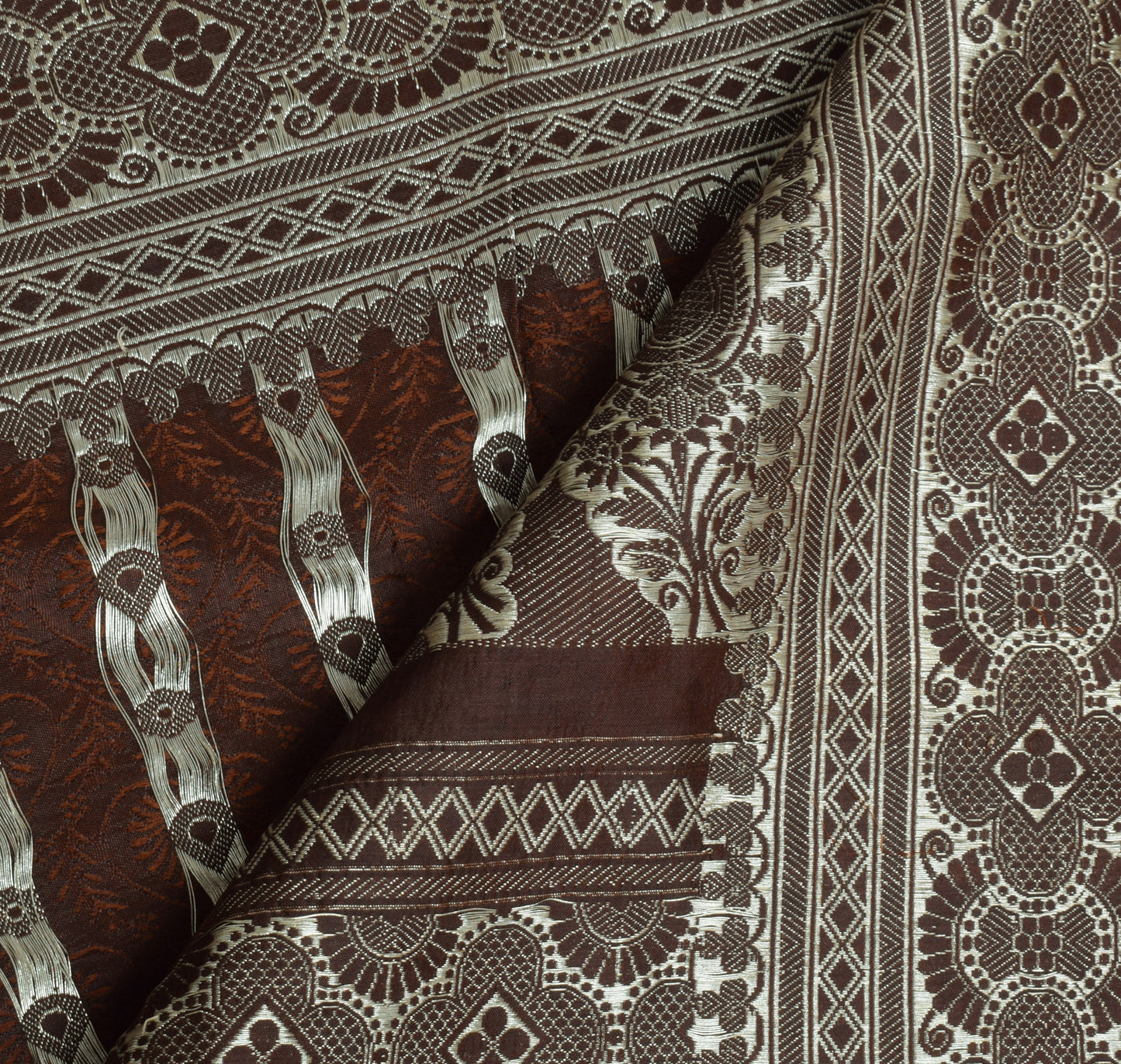 Sushila Vintage Heavy Saree Pure Satin Silk Banarasi Brocade Woven Sari Fabric