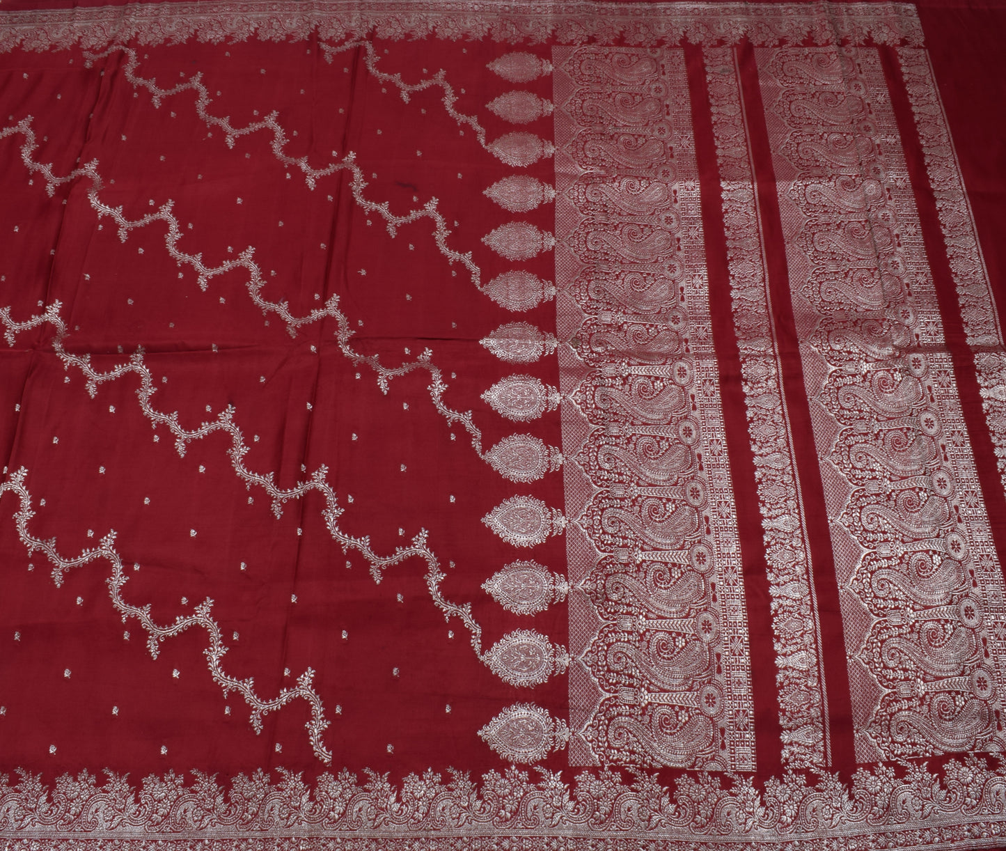Sushila Vintage Heavy Saree Pure Satin Silk Banarasi Brocade Woven Sari Fabric