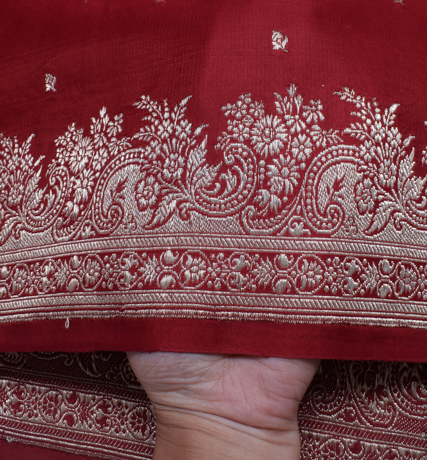 Sushila Vintage Heavy Saree Pure Satin Silk Banarasi Brocade Woven Sari Fabric