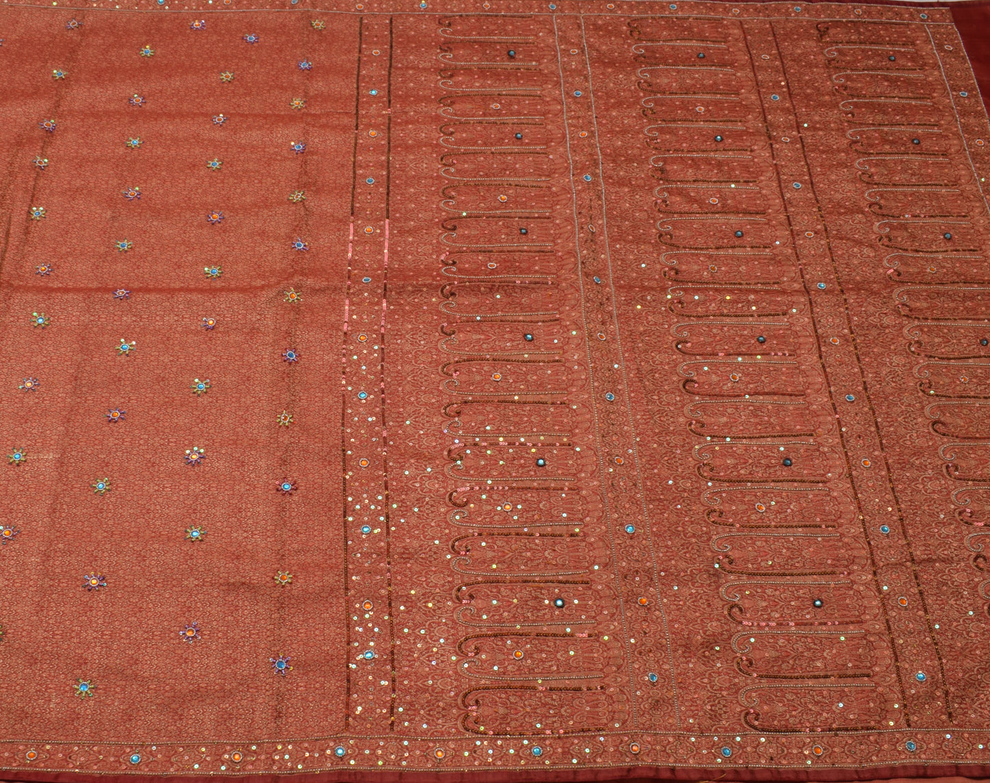 Sushila Vintage Heavy Saree Pure Satin Silk Banarasi Brocade Woven Sari Fabric