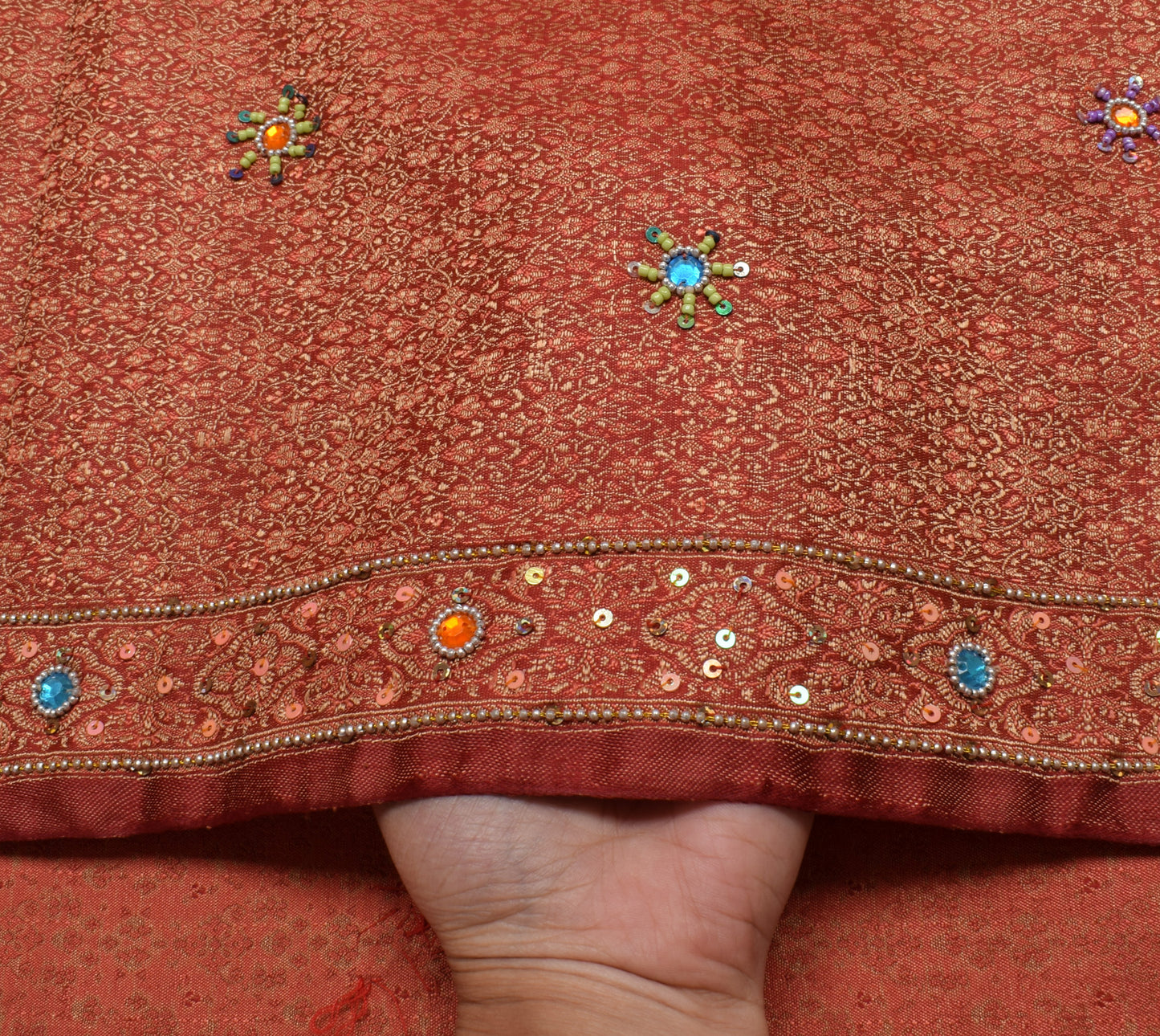 Sushila Vintage Heavy Saree Pure Satin Silk Banarasi Brocade Woven Sari Fabric