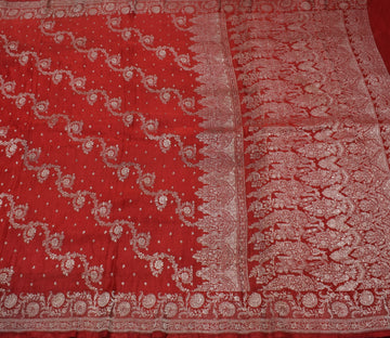 Sushila Vintage Heavy Saree Pure Satin Silk Banarasi Brocade Woven Sari Fabric