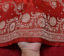 Sushila Vintage Heavy Saree Pure Satin Silk Banarasi Brocade Woven Sari Fabric