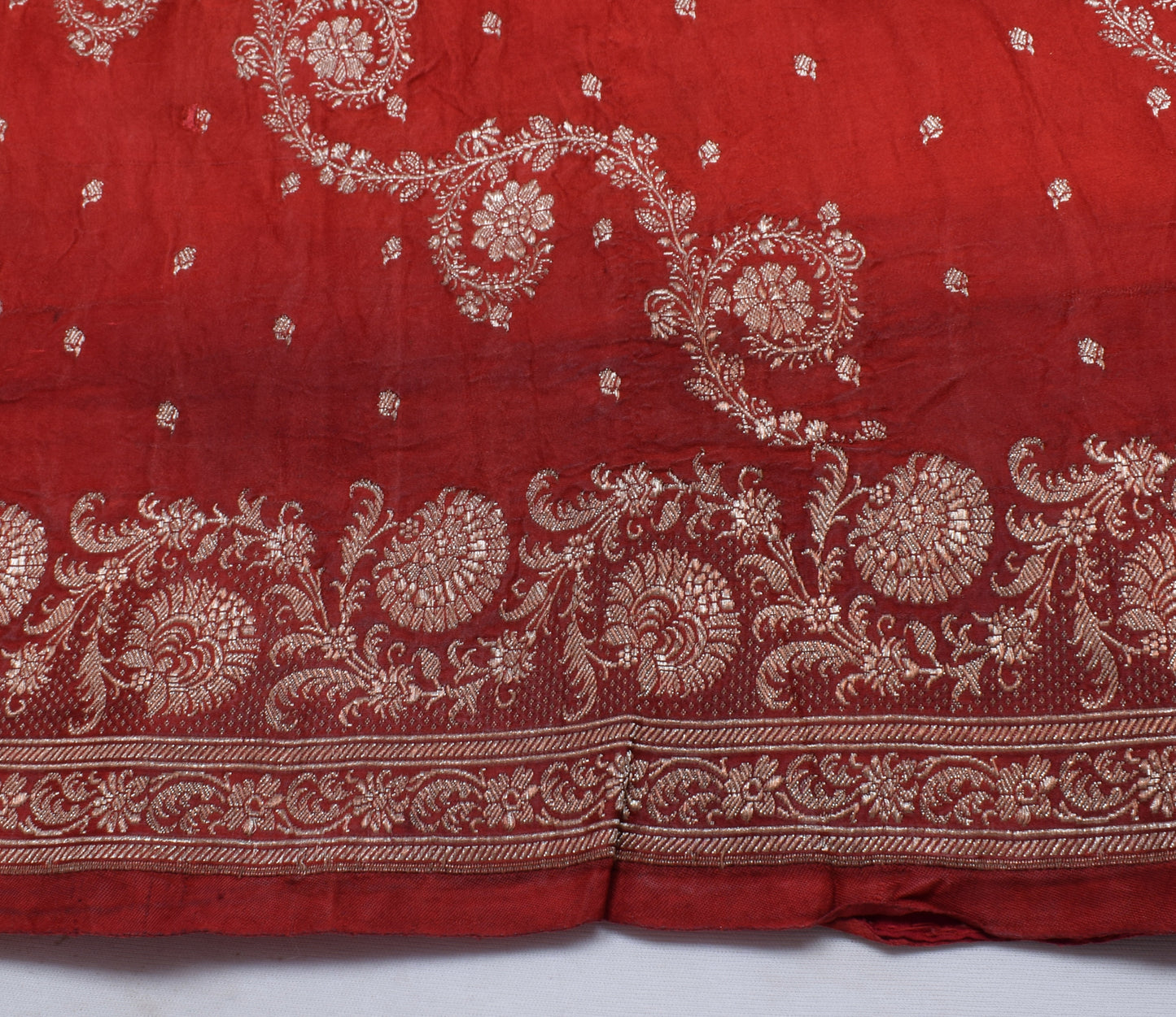 Sushila Vintage Heavy Saree Pure Satin Silk Banarasi Brocade Woven Sari Fabric