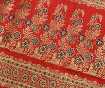 Sushila Vintage Heavy Saree Pure Satin Silk Banarasi Brocade Woven Sari Fabric