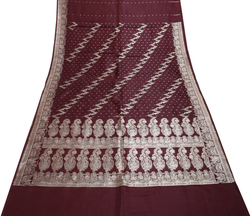 Sushila Vintage Heavy Saree Blend Satin Silk Banarasi Brocade Woven Sari Fabric