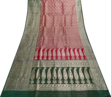 Sushila Vintage Heavy Saree Pure Satin Silk Banarasi Brocade Woven Sari Fabric