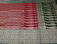 Sushila Vintage Heavy Saree Pure Satin Silk Banarasi Brocade Woven Sari Fabric