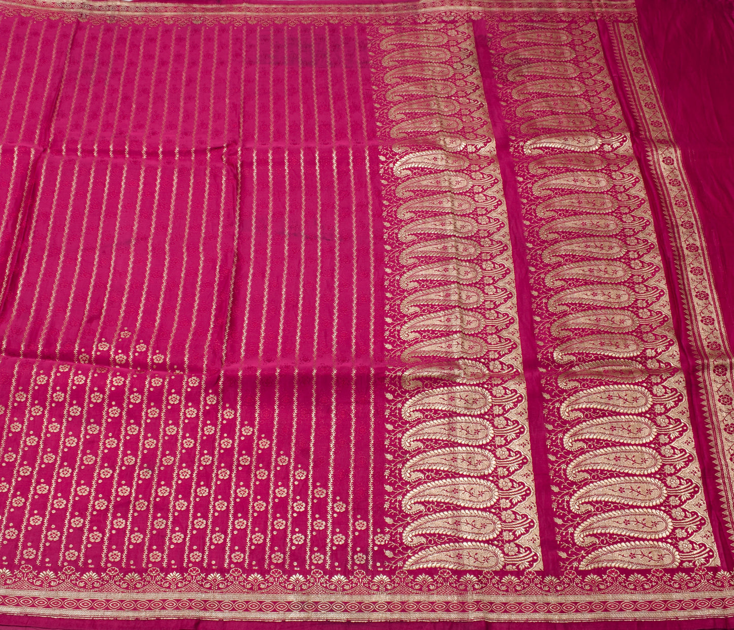 Sushila Vintage Heavy Saree Pure Satin Silk Banarasi Brocade Woven Sari Fabric