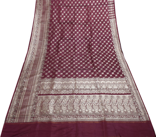 Sushila Vintage Heavy Saree Pure Satin Silk Banarasi Brocade Woven Sari Fabric