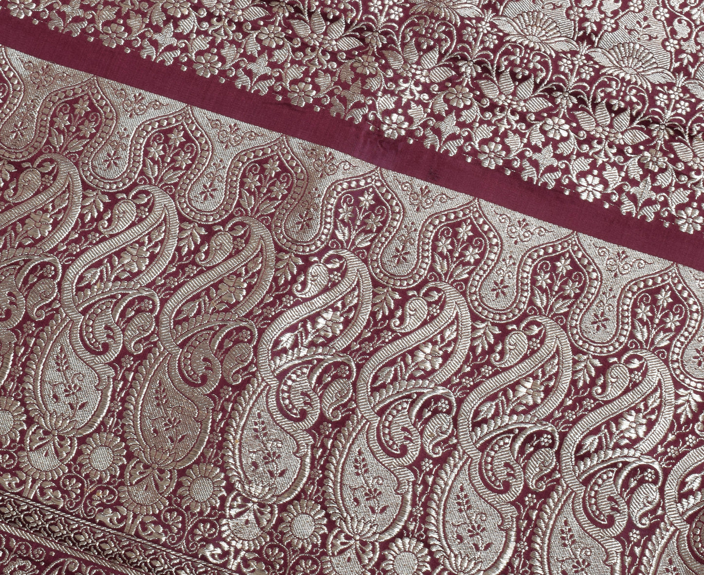 Sushila Vintage Heavy Saree Pure Satin Silk Banarasi Brocade Woven Sari Fabric