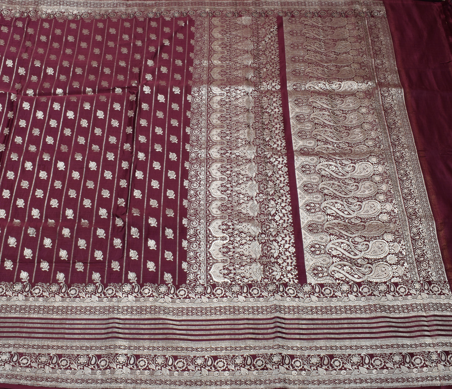 Sushila Vintage Heavy Saree Pure Satin Silk Banarasi Brocade Woven Sari Fabric