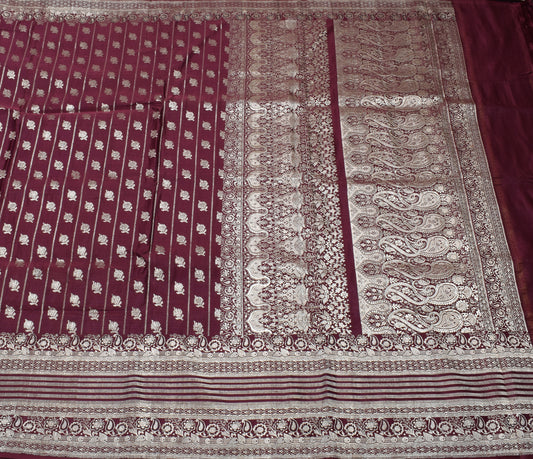 Sushila Vintage Heavy Saree Pure Satin Silk Banarasi Brocade Woven Sari Fabric