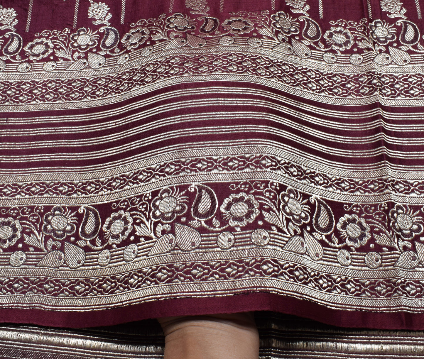Sushila Vintage Heavy Saree Pure Satin Silk Banarasi Brocade Woven Sari Fabric