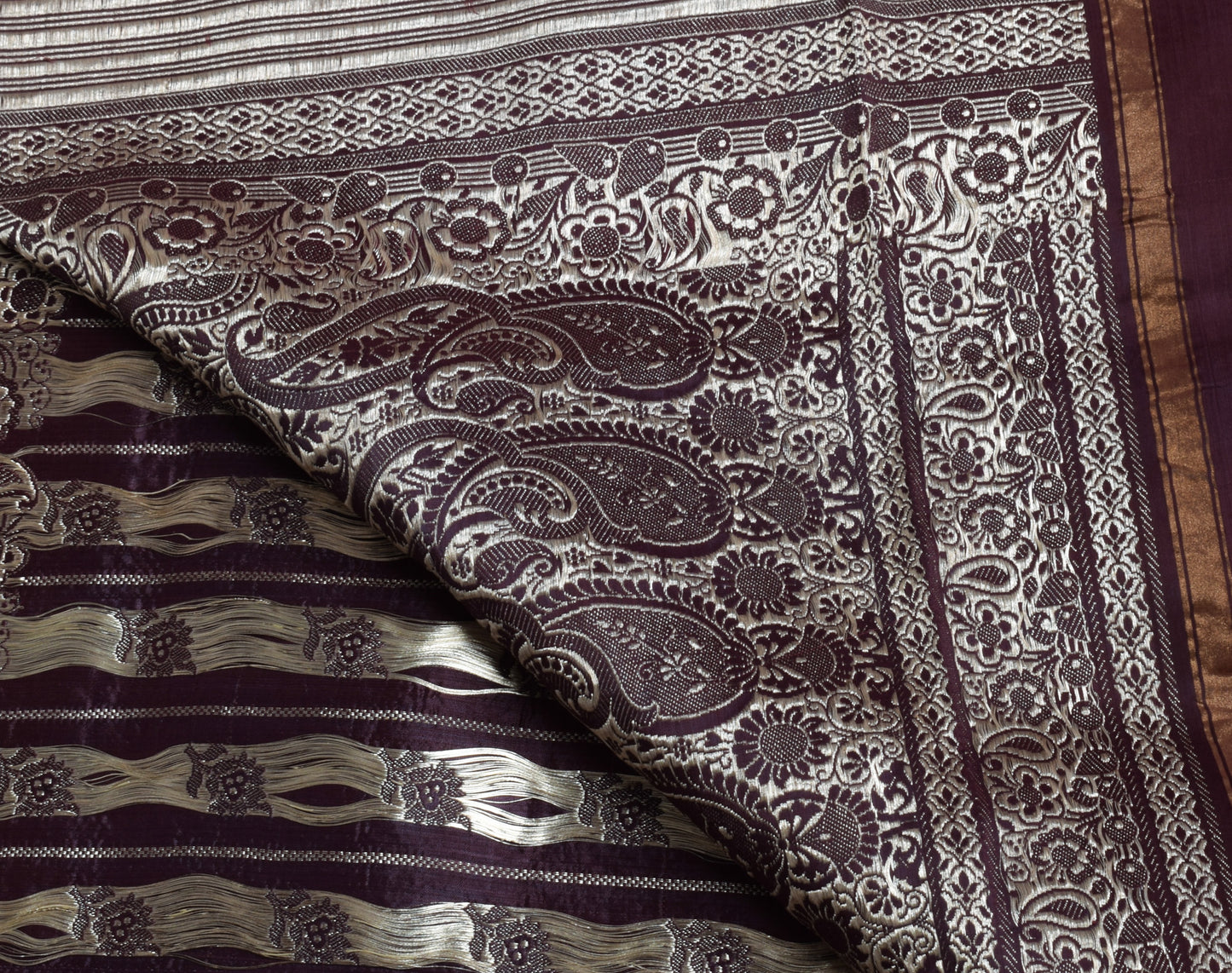 Sushila Vintage Heavy Saree Pure Satin Silk Banarasi Brocade Woven Sari Fabric