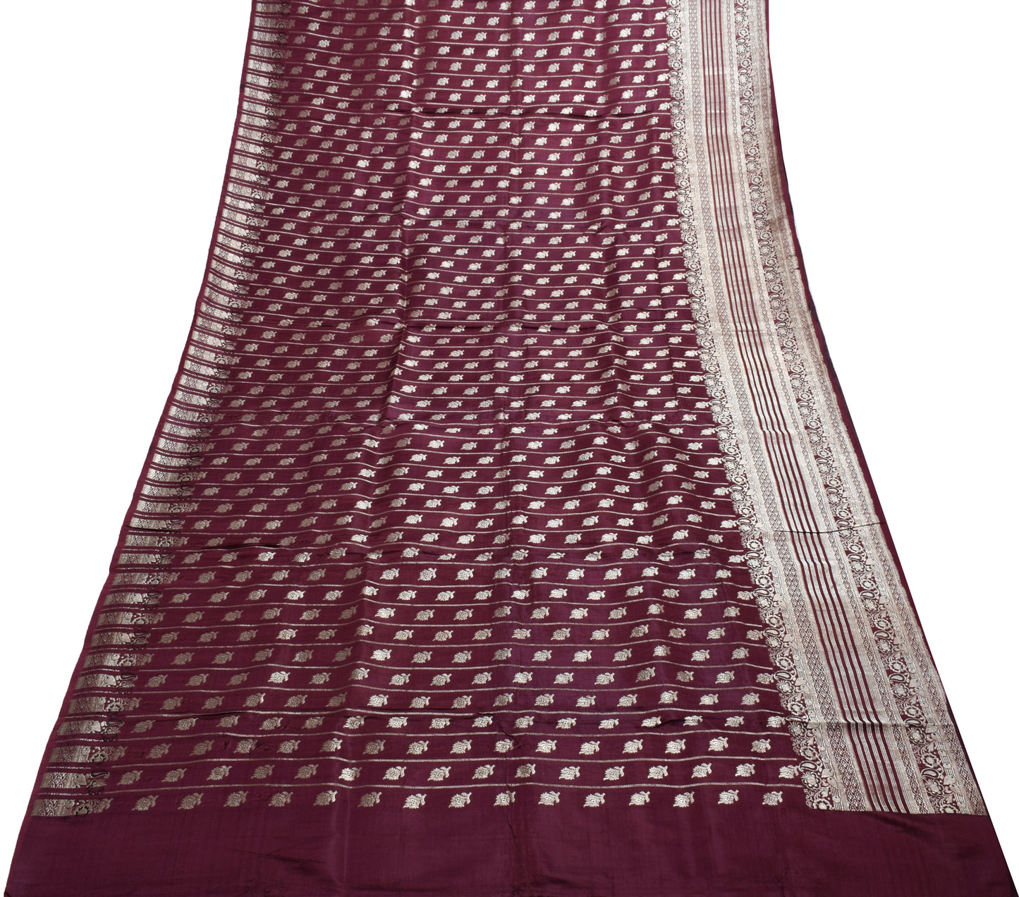Sushila Vintage Heavy Saree Pure Satin Silk Banarasi Brocade Woven Sari Fabric