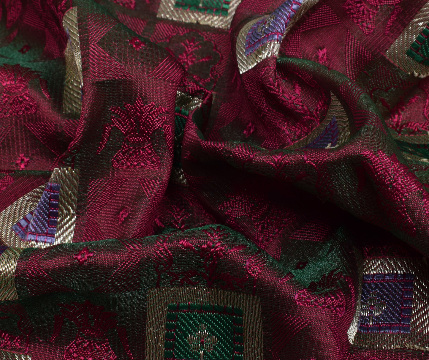 Sushila Vintage Heavy Saree Blend Satin Silk Banarasi Brocade Woven Sari Fabric