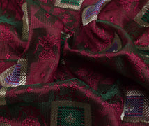 Sushila Vintage Heavy Saree Blend Satin Silk Banarasi Brocade Woven Sari Fabric