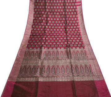 Sushila Vintage Heavy Saree Blend Satin Silk Banarasi Brocade Woven Sari Fabric