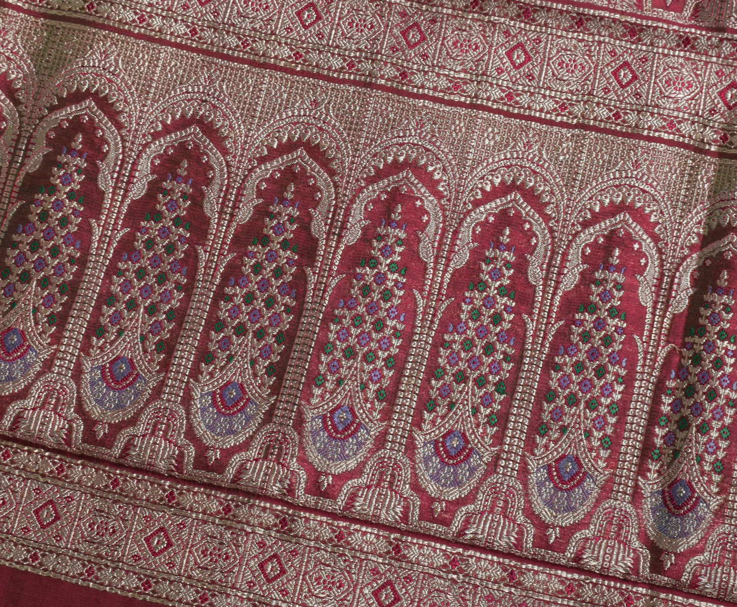 Sushila Vintage Heavy Saree Blend Satin Silk Banarasi Brocade Woven Sari Fabric