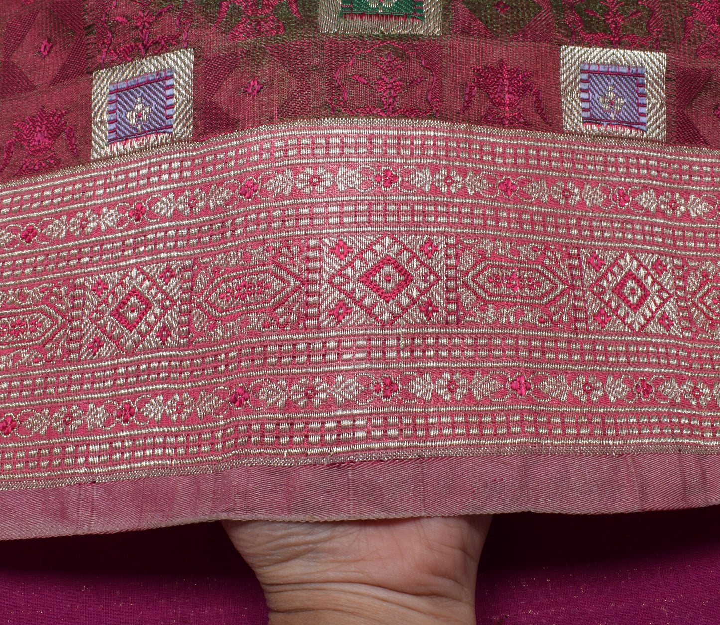 Sushila Vintage Heavy Saree Blend Satin Silk Banarasi Brocade Woven Sari Fabric