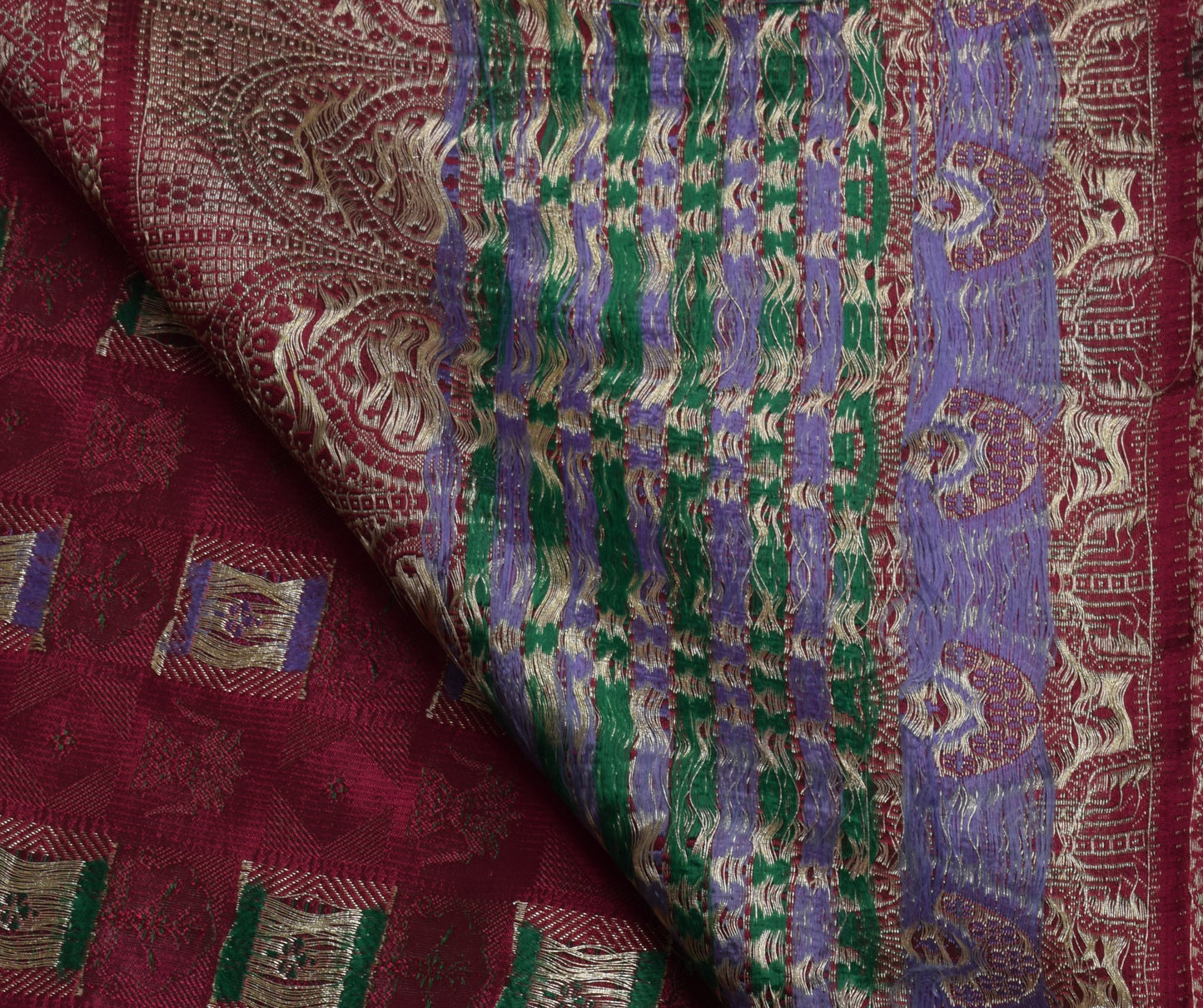 Sushila Vintage Heavy Saree Blend Satin Silk Banarasi Brocade Woven Sari Fabric