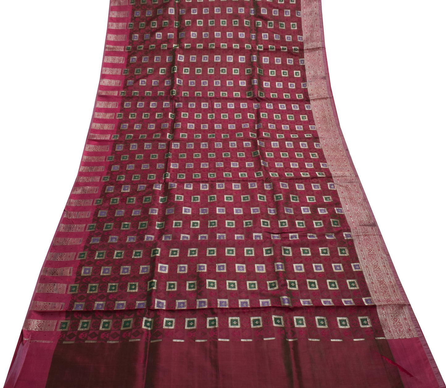 Sushila Vintage Heavy Saree Blend Satin Silk Banarasi Brocade Woven Sari Fabric