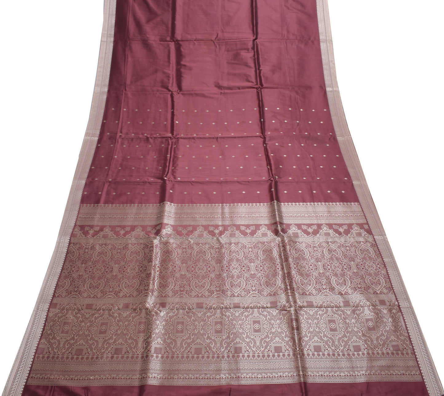 Sushila Vintage Purple Saree Blend Silk Zari Woven Floral Sari Craft Fabric