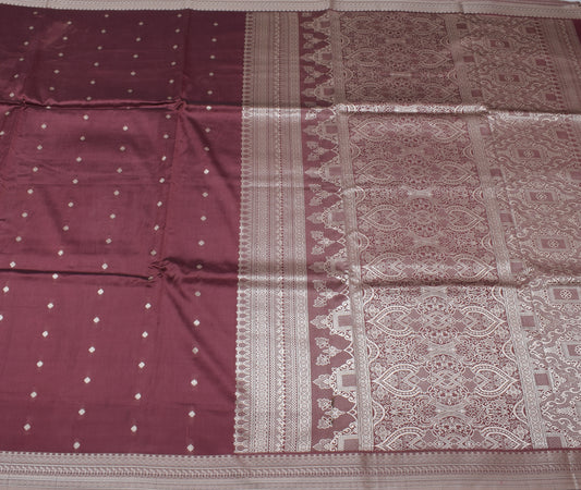 Sushila Vintage Purple Saree Blend Silk Zari Woven Floral Sari Craft Fabric