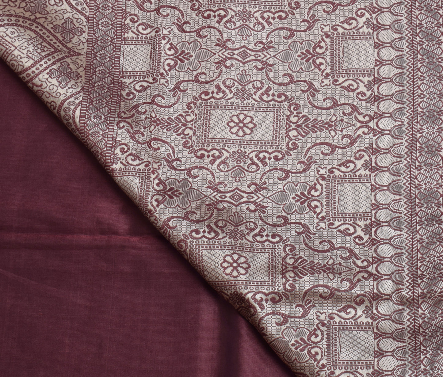 Sushila Vintage Purple Saree Blend Silk Zari Woven Floral Sari Craft Fabric