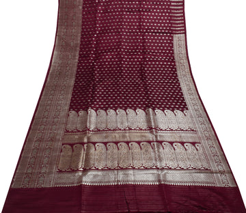 Sushila Vintage Heavy Saree Pure Satin Silk Banarasi Brocade Woven Sari Fabric