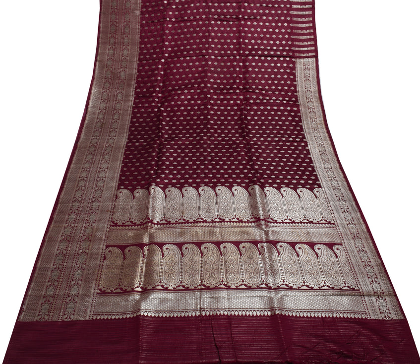 Sushila Vintage Heavy Saree Pure Satin Silk Banarasi Brocade Woven Sari Fabric